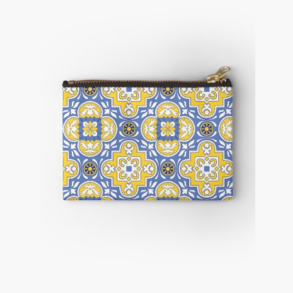 Item preview, Moroccan Blue, Yellow, White Tiles Pattern Illustration,Circle Floral, Mediterranean Style designed and sold by Dazzline Designs.