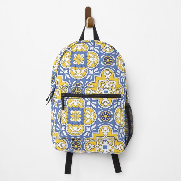 Item preview, Moroccan Blue, Yellow, White Tiles Pattern Illustration,Circle Floral, Mediterranean Style designed and sold by Dazzline Designs.