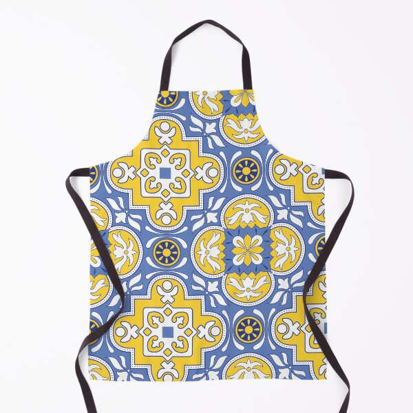 Item preview, Moroccan Blue, Yellow, White Tiles Pattern Illustration,Circle Floral, Mediterranean Style designed and sold by Dazzline Designs.