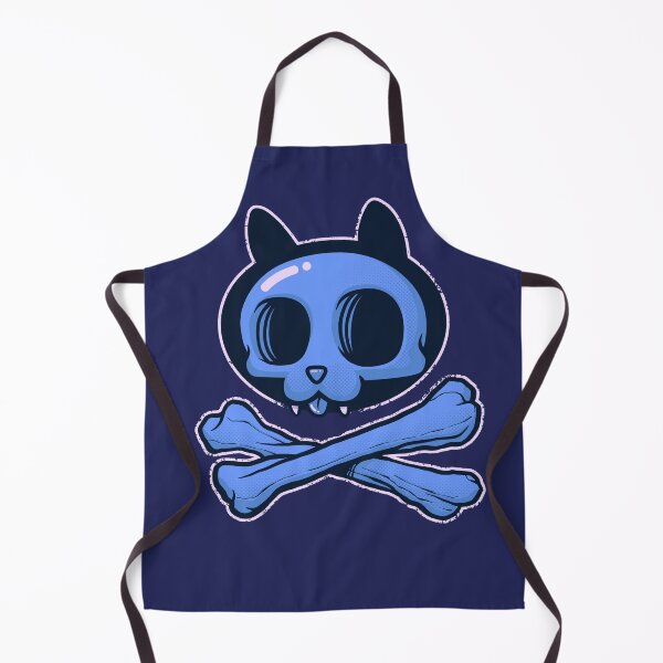 Item preview, Cute Blue Cartoon Cat Skull & Bones Adorkable Kitten designed and sold by kgullholmen.