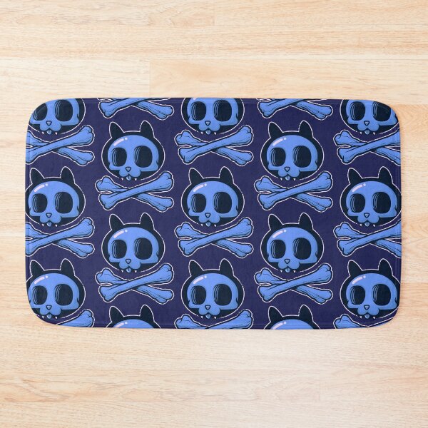 Item preview, Cute Blue Cartoon Cat Skull & Bones Adorkable Kitten designed and sold by kgullholmen.