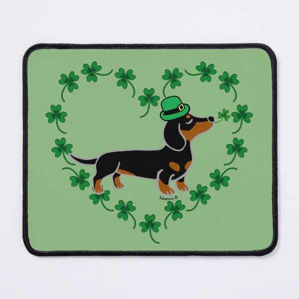 Item preview, St. Patrick's Day Black and Tan Smooth Dachshund designed and sold by HappyLabradors.