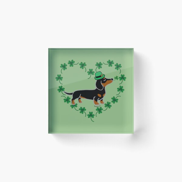 Item preview, St. Patrick's Day Black and Tan Smooth Dachshund designed and sold by HappyLabradors.