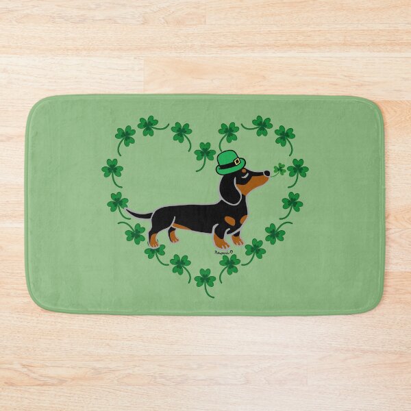 Item preview, St. Patrick's Day Black and Tan Smooth Dachshund designed and sold by HappyLabradors.
