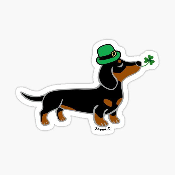 Item preview, St. Patrick's Day Black and Tan Smooth Dachshund designed and sold by HappyLabradors.