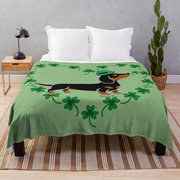 Item preview, St. Patrick's Day Black and Tan Smooth Dachshund designed and sold by HappyLabradors.