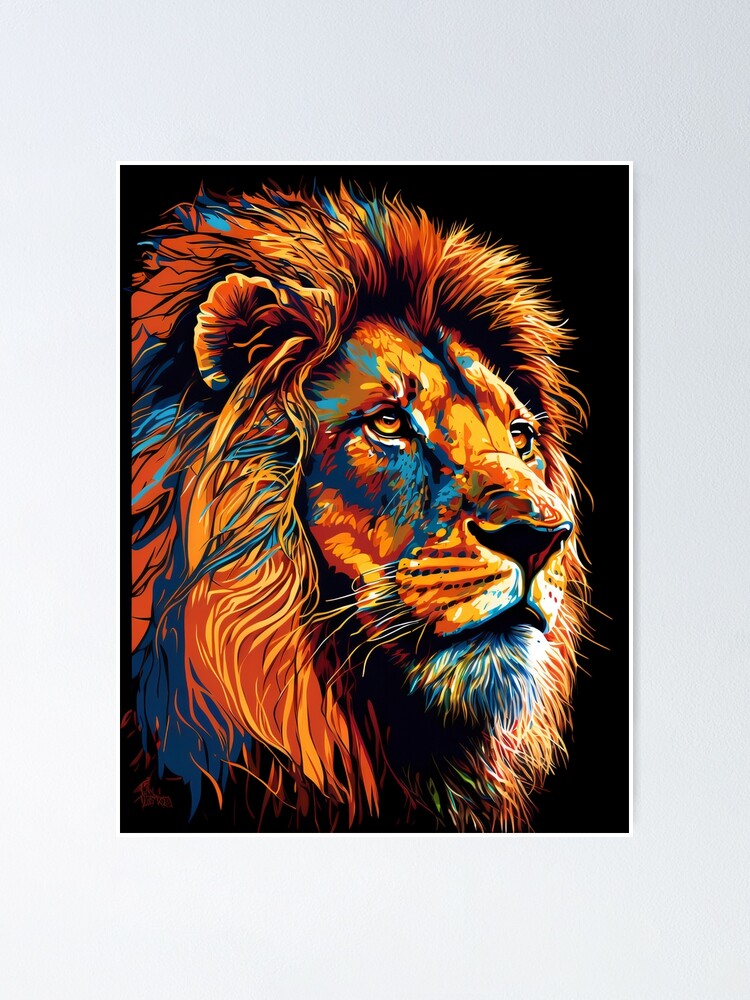 Poster mit Bunte Löwen-Leinwand, König des Dschungels, abstrakte