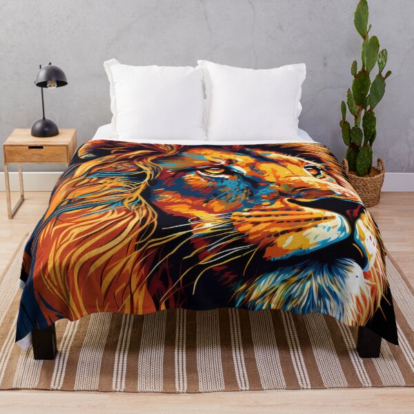 Item preview, Colorful Lion Canvas, King Of The Jungle Wall Art, Abstract Painting I Decoration for home and office, ready to hang canvas designed and sold by Animal  Masterpieces.