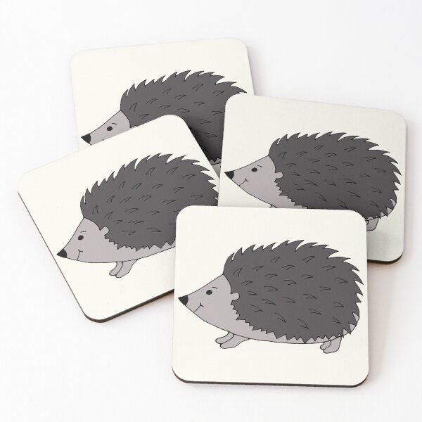 Item preview, Punk hedgehog in happy mode in monochrome black and soft grey designed and sold by FrancesPoff.