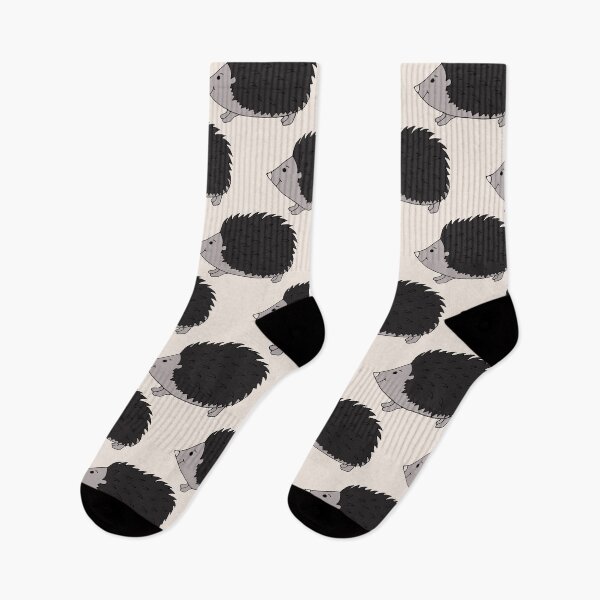 Item preview, Punk hedgehog in happy mode in monochrome black and soft grey designed and sold by FrancesPoff.