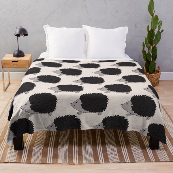Item preview, Punk hedgehog in happy mode in monochrome black and soft grey designed and sold by FrancesPoff.