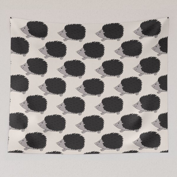 Item preview, Punk hedgehog in happy mode in monochrome black and soft grey designed and sold by FrancesPoff.