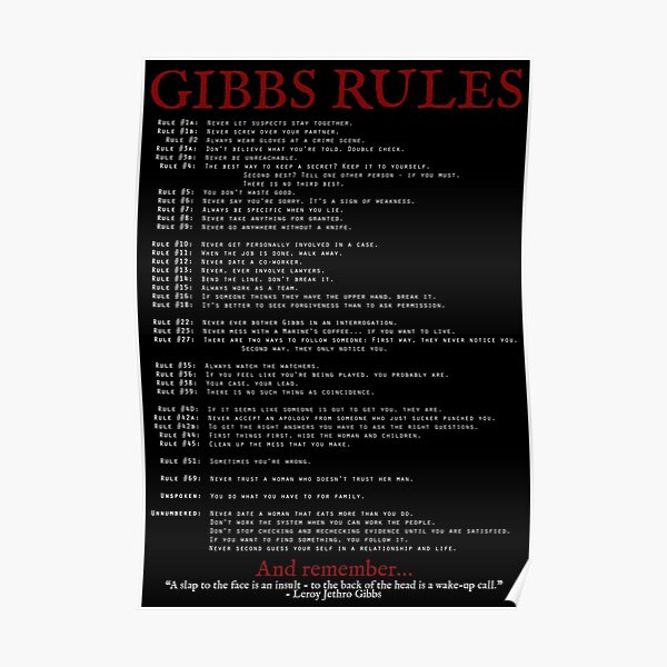 NCIS Gibbs Rules Poster