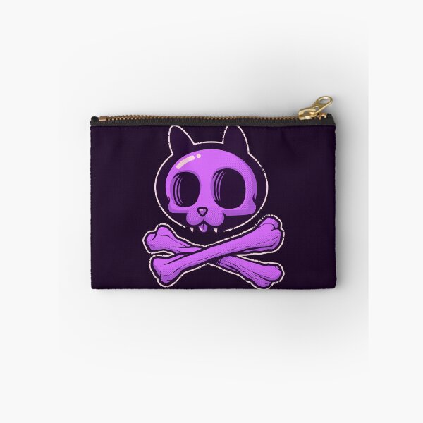 Item preview, Cute Purple Cartoon Cat Skull & Bones Adorkable Kitten designed and sold by kgullholmen.