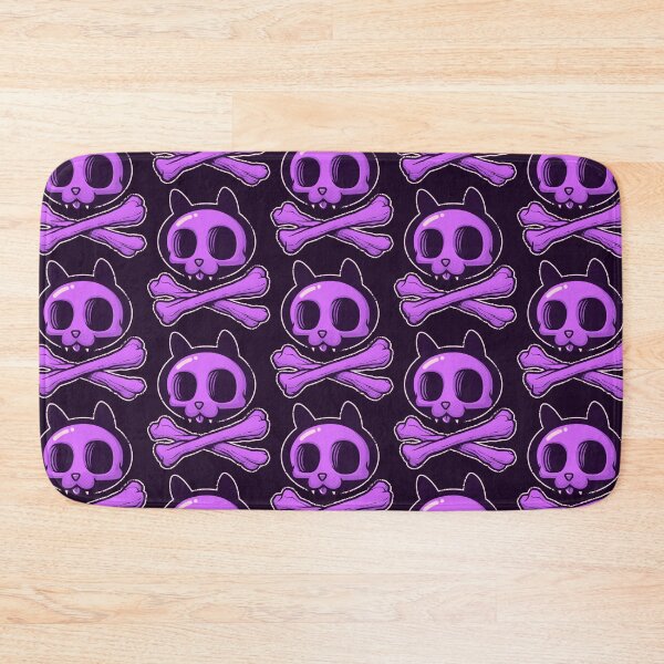 Item preview, Cute Purple Cartoon Cat Skull & Bones Adorkable Kitten designed and sold by kgullholmen.