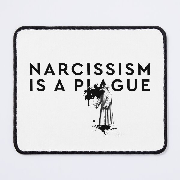 Item preview, Narcissism Is A Plague | Words With ink splashes and Vintage Plague Doctor Black And White Typography designed and sold by Zazizu.