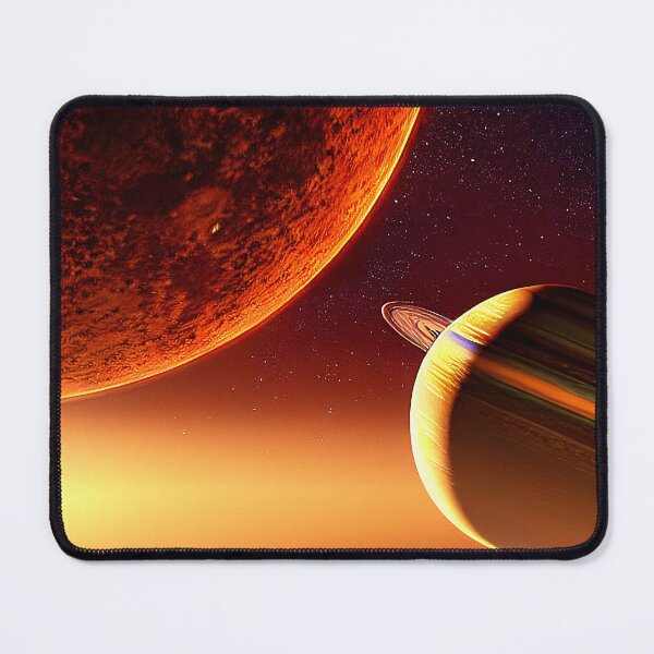 Item preview, Illustration on warm colors of two planets, rectangle format designed and sold by Flairh-Art.