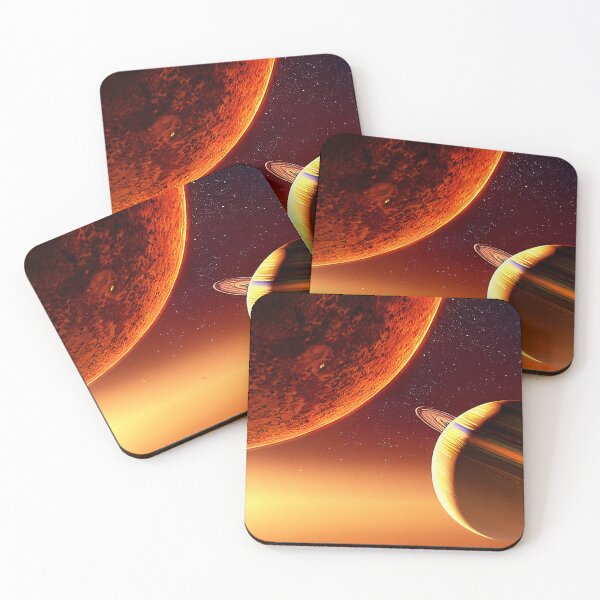 Item preview, Illustration on warm colors of two planets, rectangle format designed and sold by Flairh-Art.