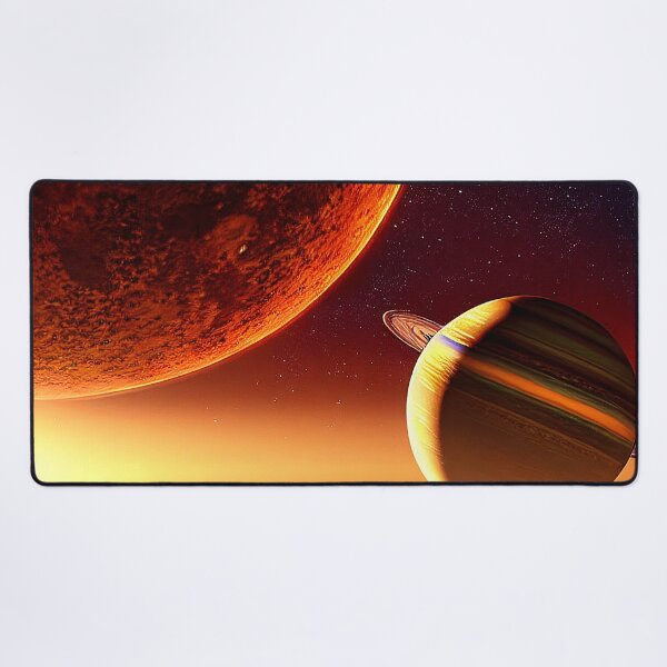 Item preview, Illustration on warm colors of two planets, rectangle format designed and sold by Flairh-Art.