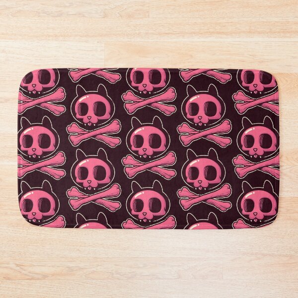 Item preview, Cute Pink Cartoon Cat Skull & Bones Adorkable Kitten designed and sold by kgullholmen.