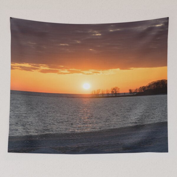 Item preview, Sunset with Fab Cloudbank and Broken Ice Floes on Lake Erie at Welland Canal designed and sold by Georgia Mizuleva.