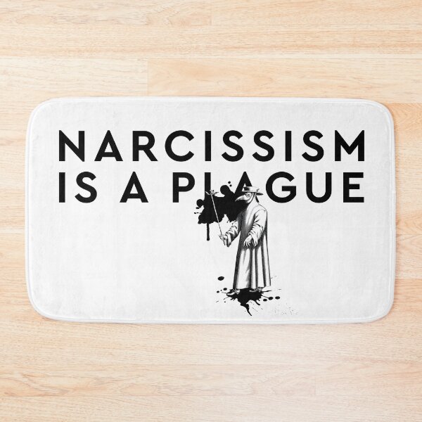 Item preview, Narcissism Is A Plague | Words With ink splashes and Vintage Plague Doctor Black And White Typography designed and sold by Zazizu.