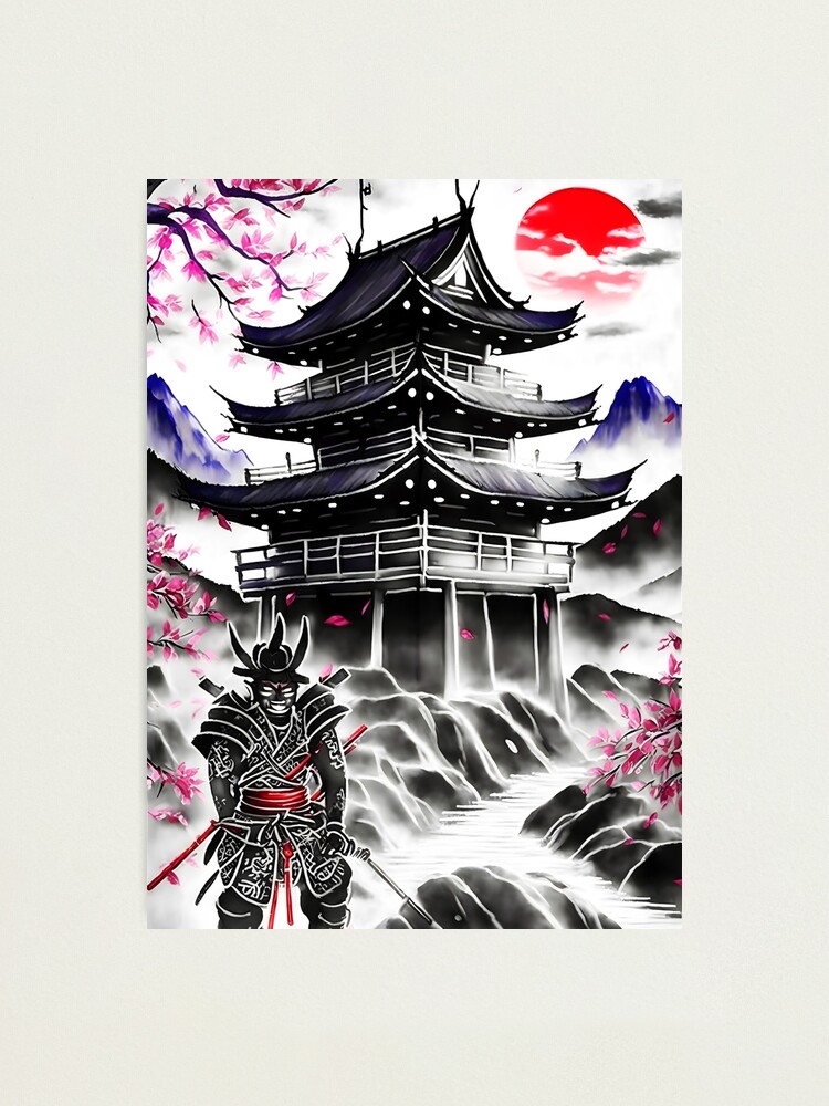 Thumbnail 1 of 3, Photographic Print, Samurai at Temple designed and sold by Teebuya.