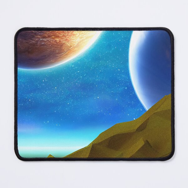 Item preview, Illustration on cold colors of two planets, rectangle format designed and sold by Flairh-Art.