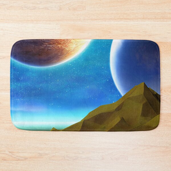 Item preview, Illustration on cold colors of two planets, rectangle format designed and sold by Flairh-Art.