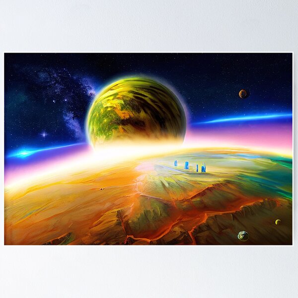Item preview, Illustration of a planets and a galaxy, rectangle format designed and sold by Flairh-Art.