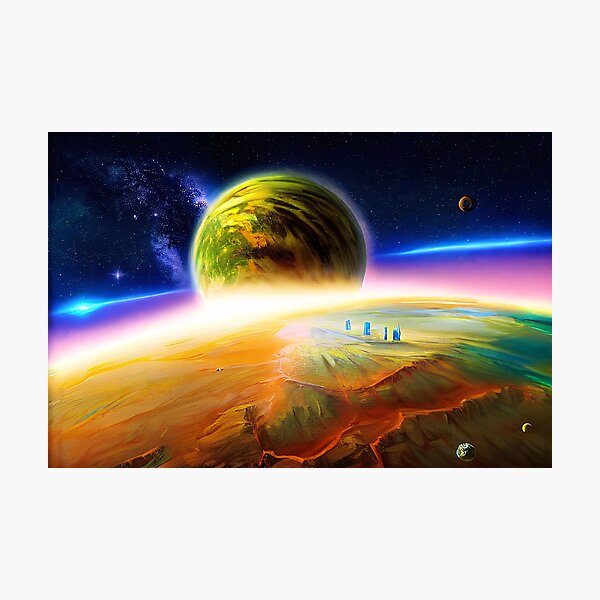 Item preview, Illustration of a planets and a galaxy, rectangle format designed and sold by Flairh-Art.