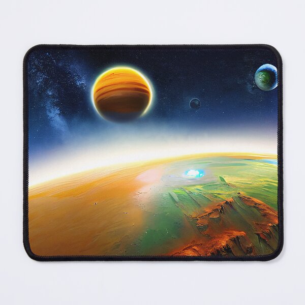 Item preview, Illustration of a galaxy and four planets, rectangle format designed and sold by Flairh-Art.