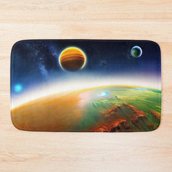 Item preview, Illustration of a galaxy and four planets, rectangle format designed and sold by Flairh-Art.