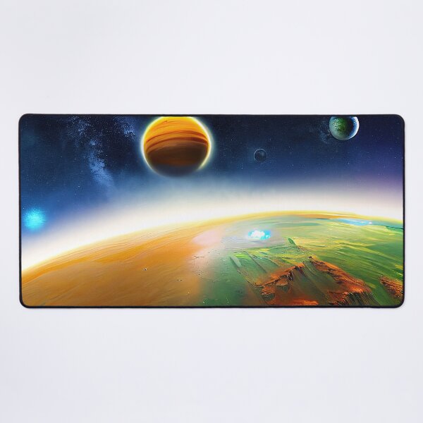 Item preview, Illustration of a galaxy and four planets, rectangle format designed and sold by Flairh-Art.