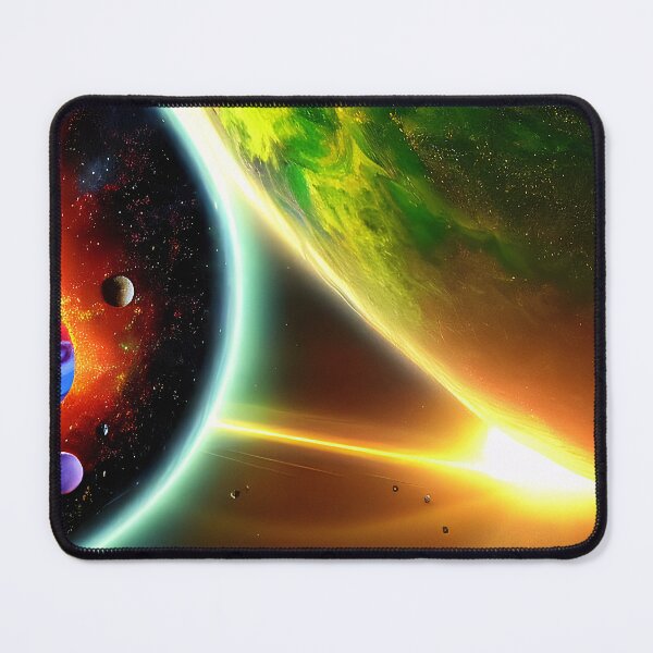 Item preview, Colorful illustration of several planets and a light source, rectangle format designed and sold by Flairh-Art.