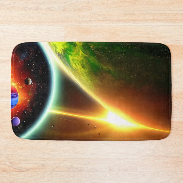 Item preview, Colorful illustration of several planets and a light source, rectangle format designed and sold by Flairh-Art.