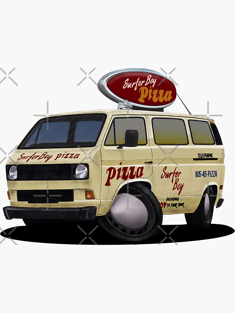 "Stranger Things Surfer Boy Pizza Van" Sticker for Sale by