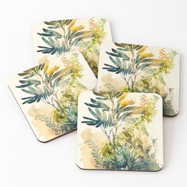 Item preview, Summer plants watercolor designed and sold by FlatLandPrints.