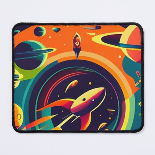 Item preview, Retro Space Adventure Scene T-Shirt Design with Flying Saucers and Rockets designed and sold by yumeokoete.
