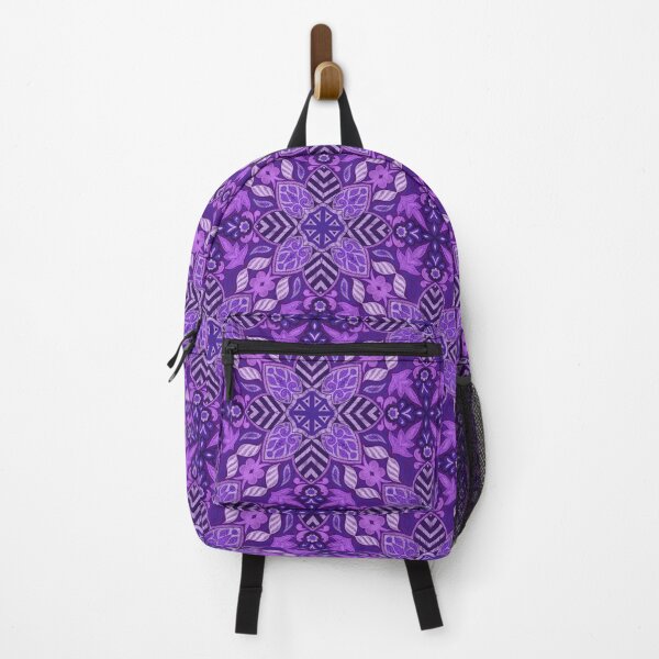 Item preview, Floral Mandala Digital Drawing Pattern - Purple with Dark Purple Background designed and sold by SemDesigns1.