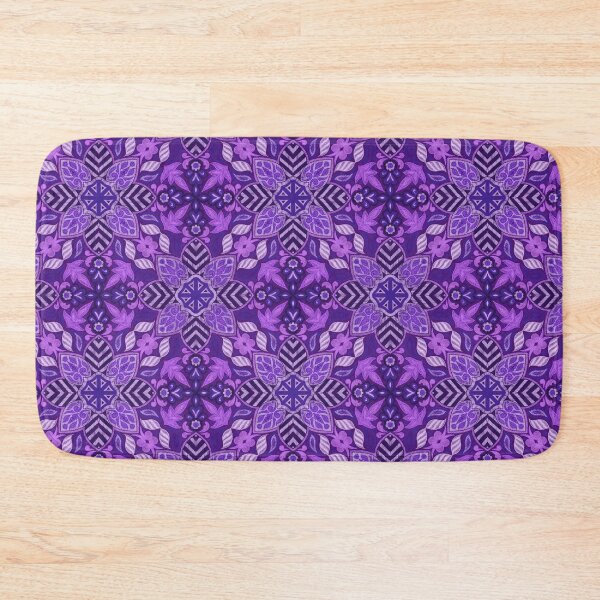 Item preview, Floral Mandala Digital Drawing Pattern - Purple with Dark Purple Background designed and sold by SemDesigns1.