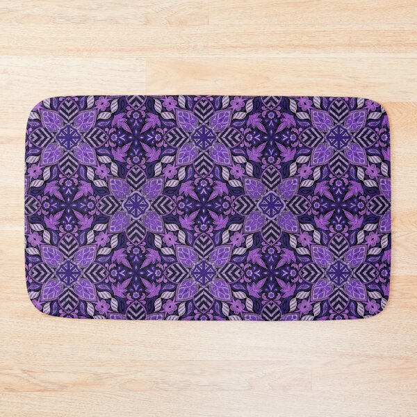Item preview, Floral Mandala Digital Drawing Pattern - Purple with Black Background designed and sold by SemDesigns1.
