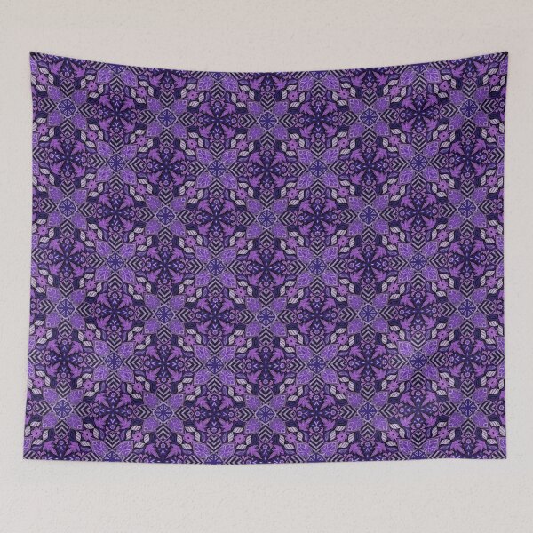 Item preview, Floral Mandala Digital Drawing Pattern - Purple with Black Background designed and sold by SemDesigns1.