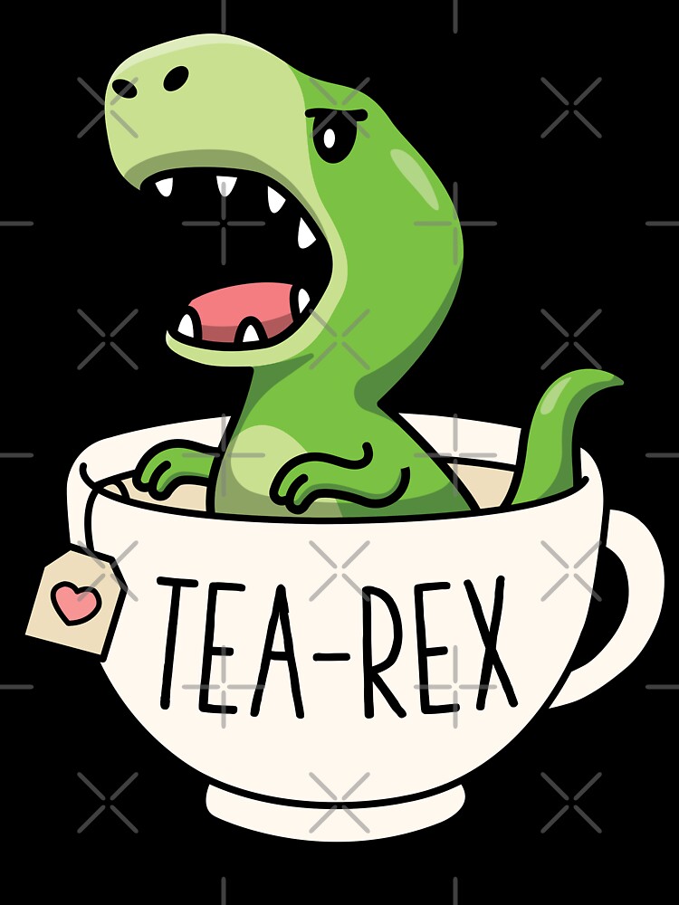 Tea-Rex Cute T-Rex Dinosaur Kawaii Funny Dino Pun Art Print by MintedFresh