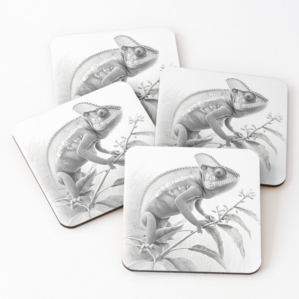 Item preview, Black and white Chameleon drawing designed and sold by Pencil-Art.