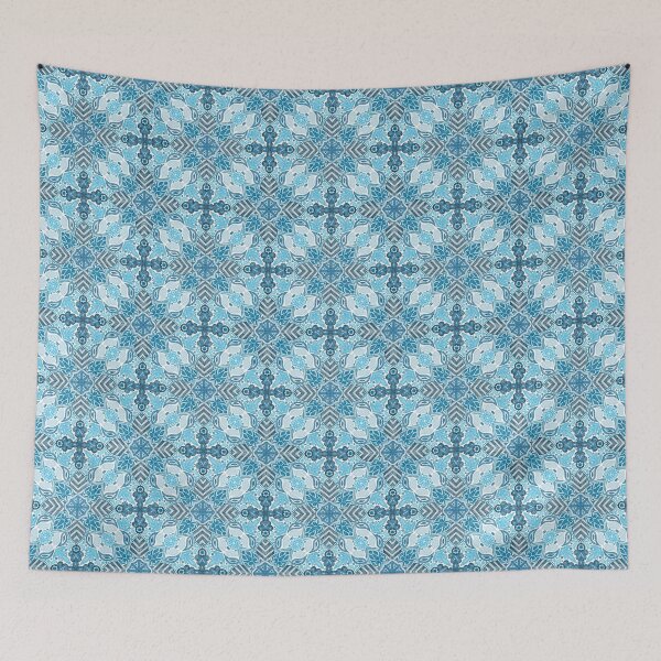 Item preview, Floral Mandala Digital Drawing Pattern - Blue with White Background designed and sold by SemDesigns1.