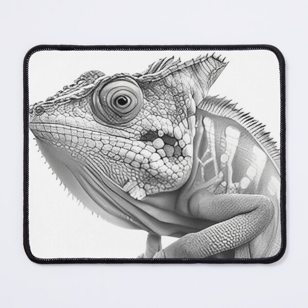 Item preview, Black and white Chameleon drawing designed and sold by Pencil-Art.