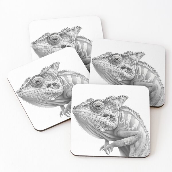 Item preview, Black and white Chameleon drawing designed and sold by Pencil-Art.