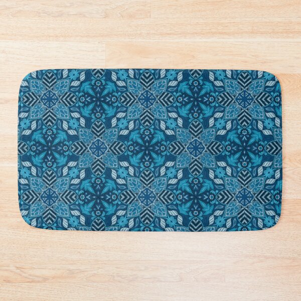 Item preview, Floral Mandala Digital Drawing Pattern - Blue with Dark Blue Background designed and sold by SemDesigns1.