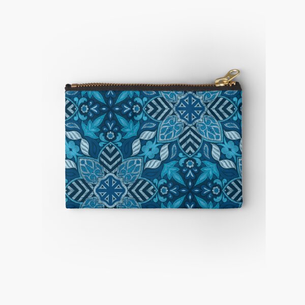 Item preview, Floral Mandala Digital Drawing Pattern - Blue with Dark Blue Background designed and sold by SemDesigns1.